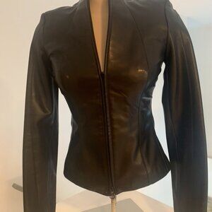 Danier butter-soft, black, Italian leather racer jacket